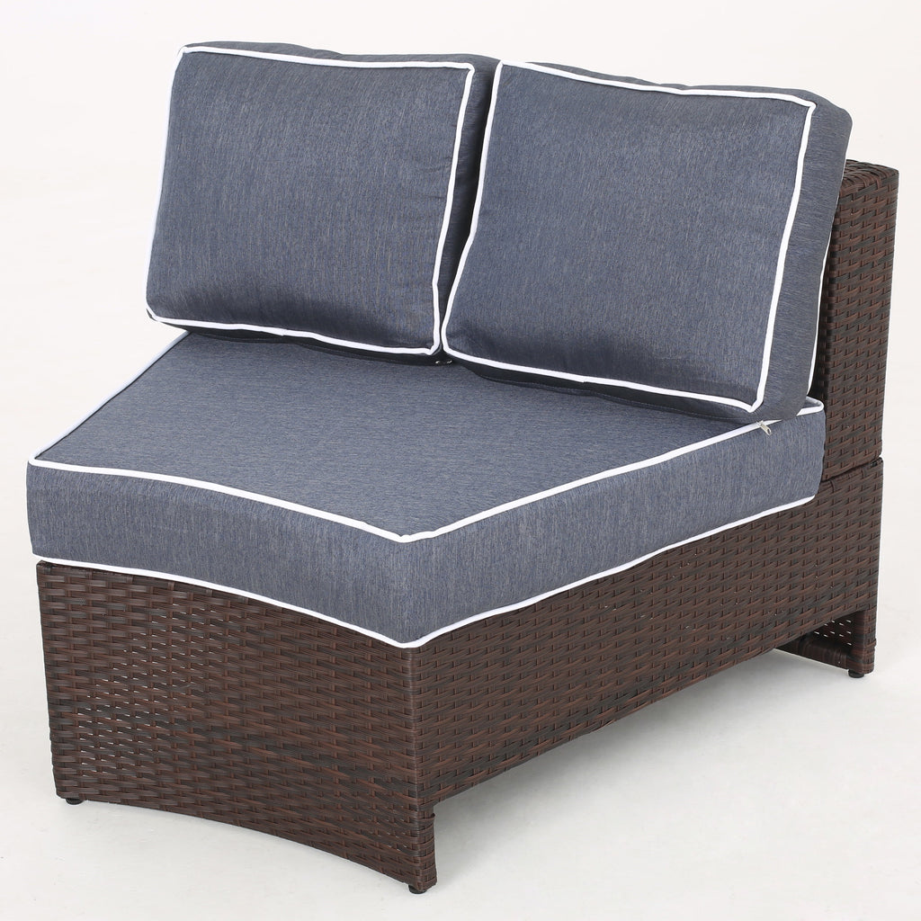 5 Piece Outdoor Wicker Seating Set with Ottoman and Cushions E8125
