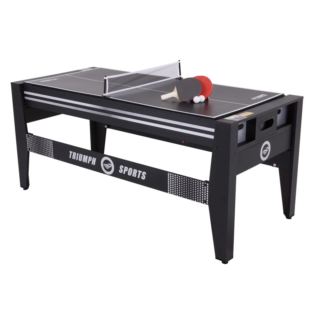 4 in 1 Multi Game Swivel Table with Air Powered Hockey, Table Tennis, Billiards, and Launch Football V649
