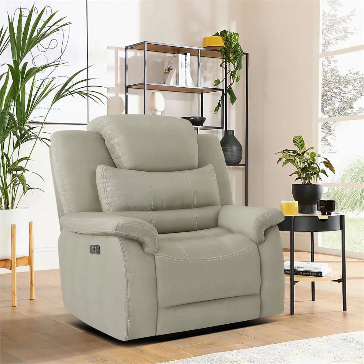 Gray Microfiber Power Reclining Chair I451103