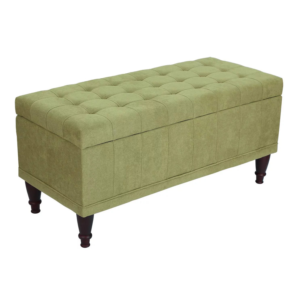 Green Upholstered Storage Ottoman Bench U440