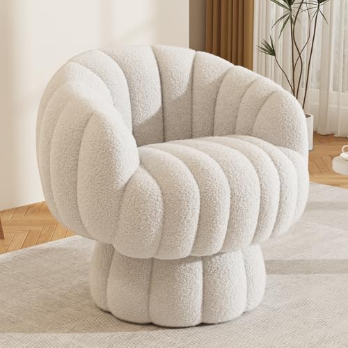 Beige Velvet Barrel Swivel Accent Sofa Chair R999