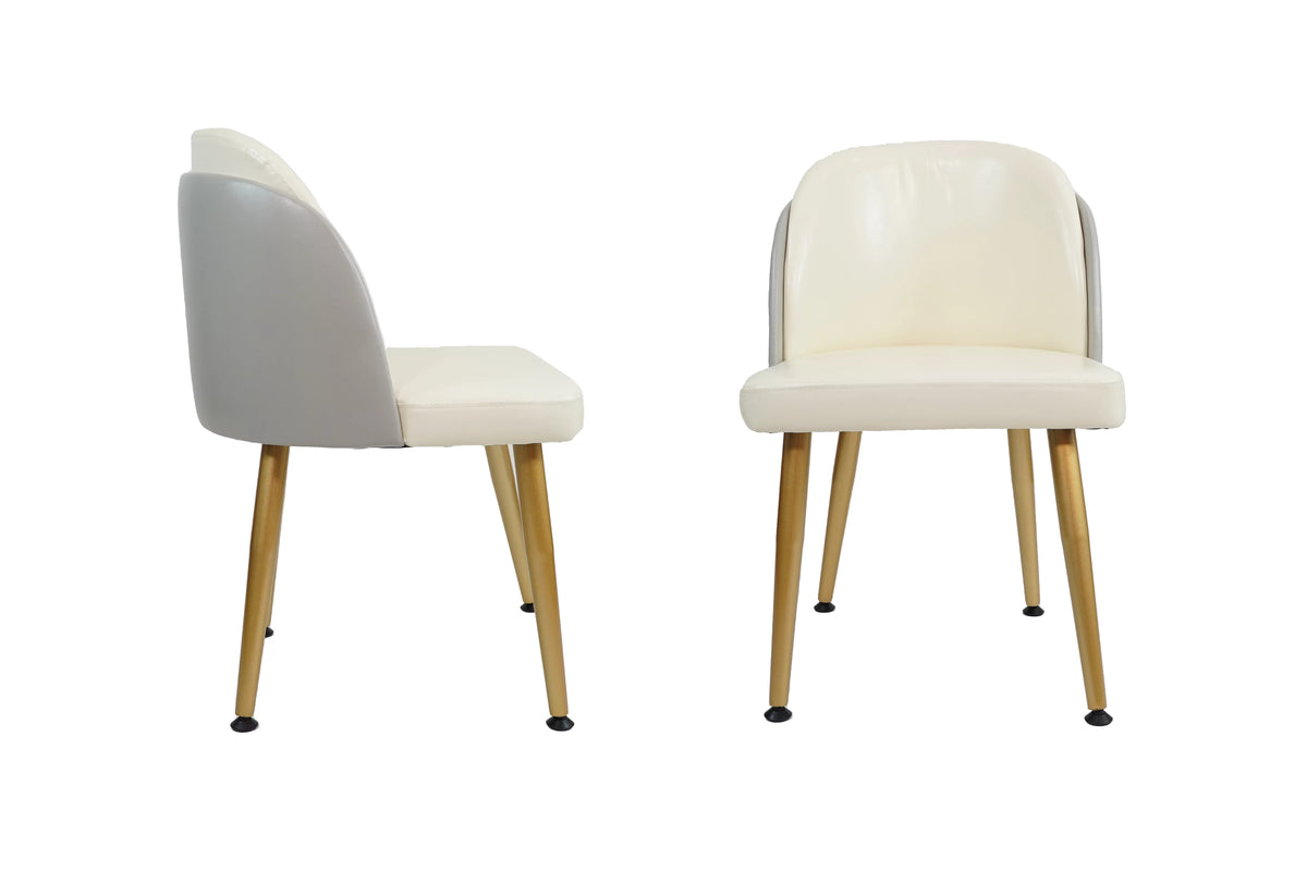 Set of 4 Leather Dining Chairs Metal Legs P214