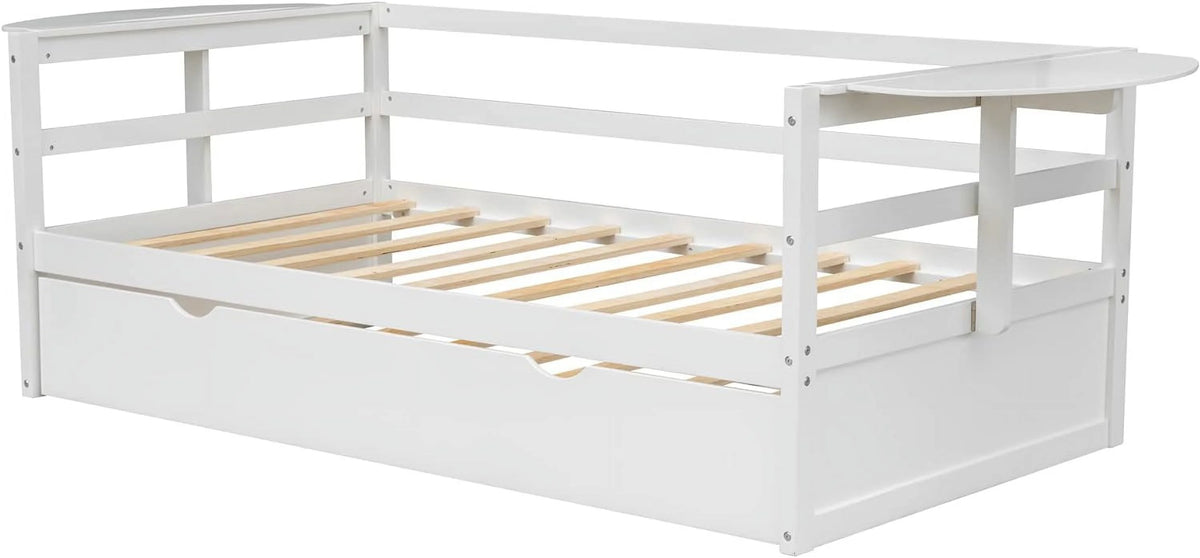 White Solid Wood Daybed with Trundle J525